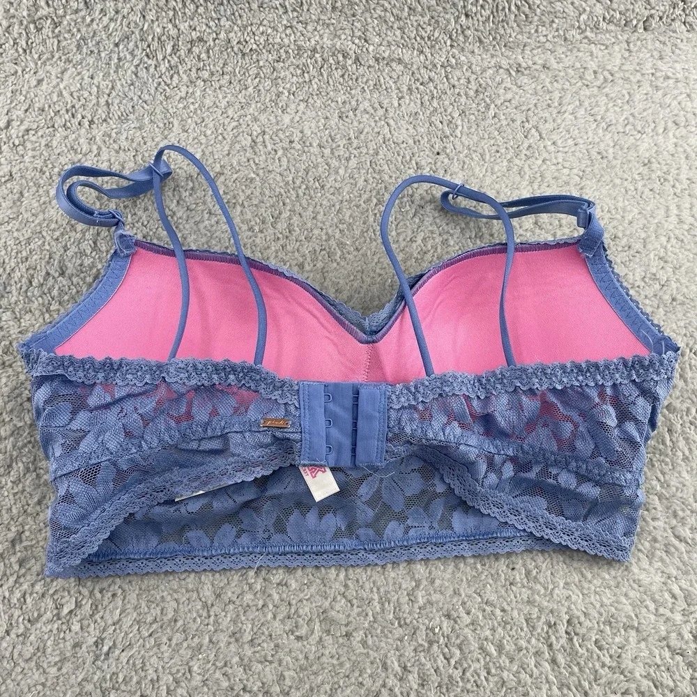 Victoria's Secret PINK Push Up‎ Bra Womens Medium Floral Lace Bustier Coquette